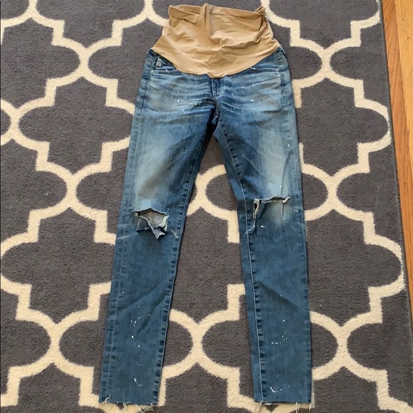 AG Adriano Goldschmidt Distressed maternity jeans 26R - Picture 2 of 5